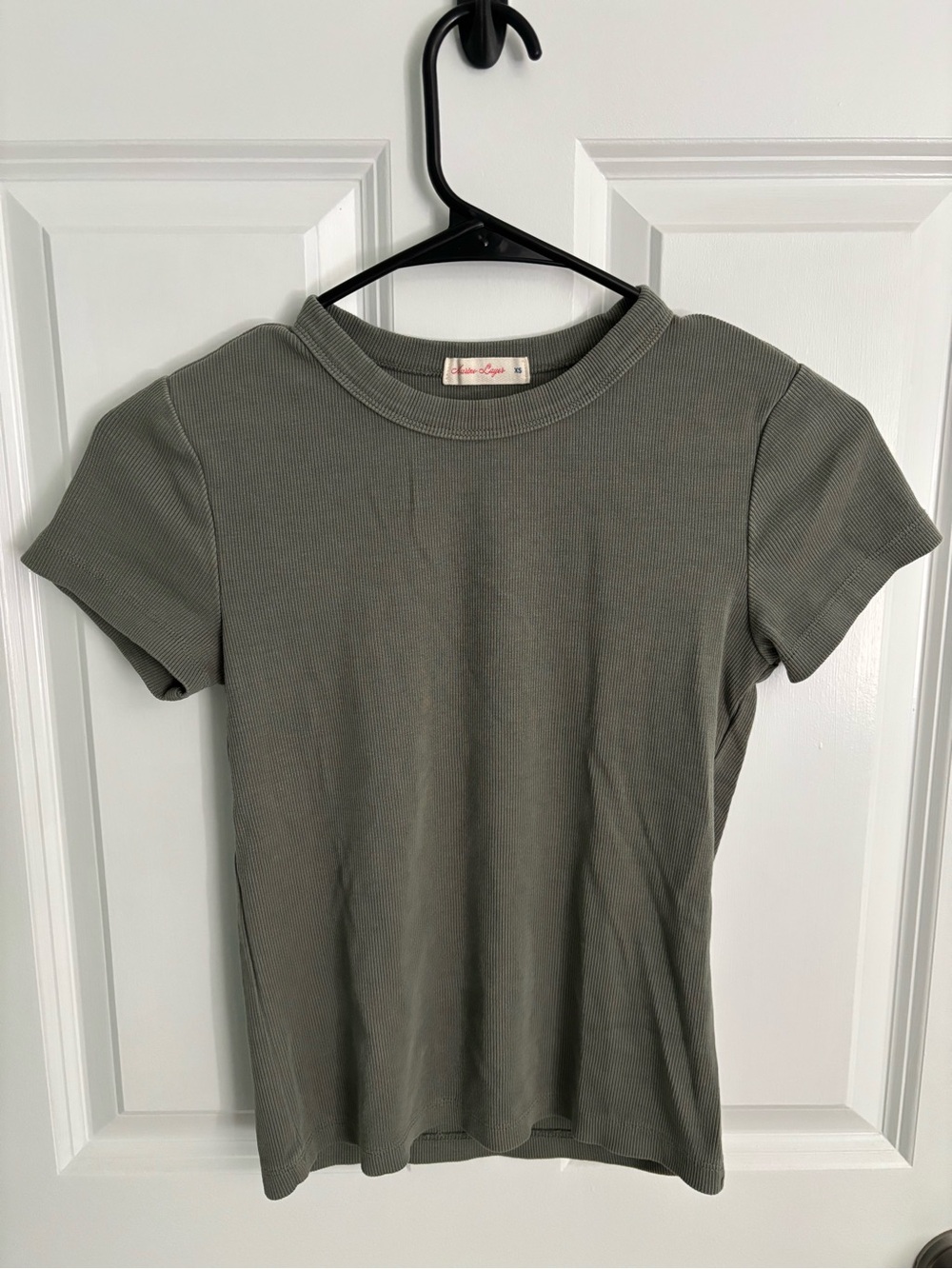 Marine Layer Olive Ribbed Short Sleeve Top